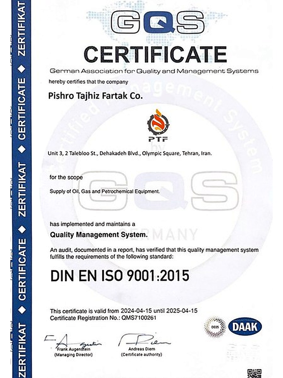 گواهینامه ISO 9001:2015 مدیریت کیفیت — GQS آلمان